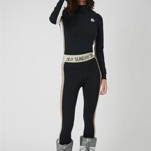 My Sunday Ski Racer Stripe Base Layer Set - Black